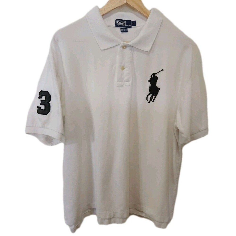 Vtg Polo Ralph Lauren Big Pony Shirt Mens XL White Cotton Mesh Classic Fit 90s - Picture 4 of 9